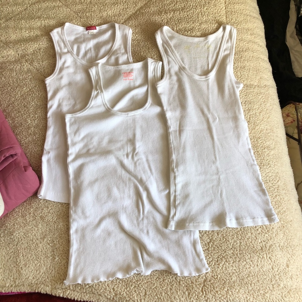 Three White Tank Tops